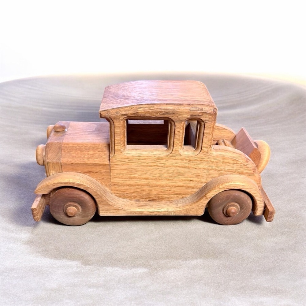 Vintage Wooden Model A Car 1979 Ol’ Tyme Toys by Gayle Anderson Handmade Oak - Picture 3 of 13